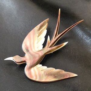 Vintage Mother of Pearl Phoenix Bird Brooch